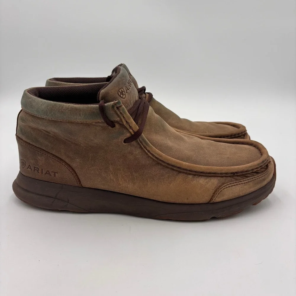 Ariat Spitfire Chukka Boots Mens 11D Brown Distressed Leather Moc Toe Bomber